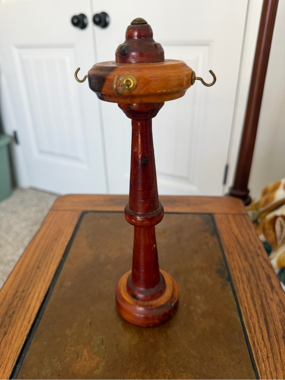 Vintage Handmade Wooden Stand w/ Hooks for jewelry.